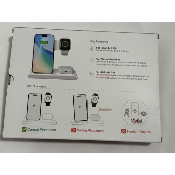 Wireless Charger Stand for iPhone Apple Watch & AirPods 3-in-1 Fast Charger, NEW - Picture 9 of 9